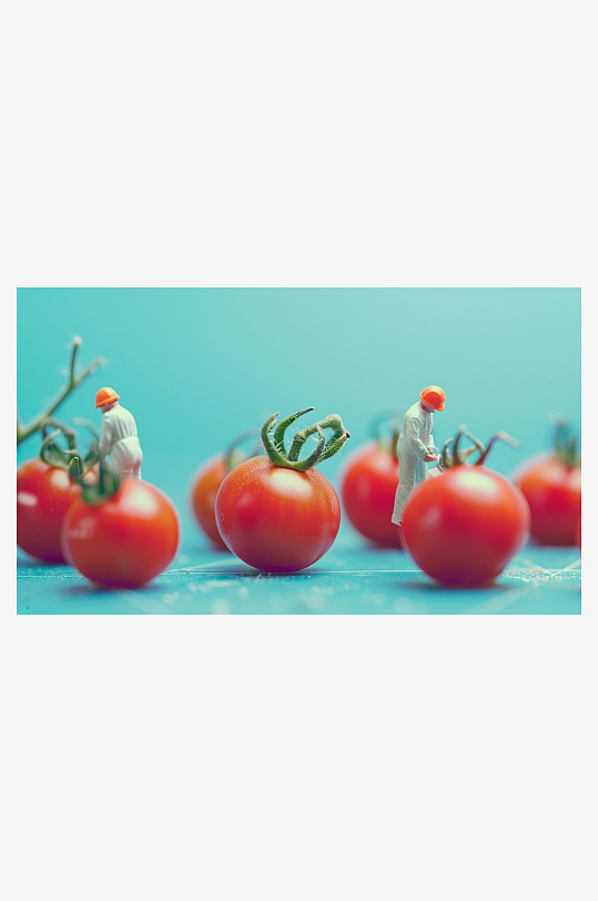 数字艺术微距模型微距景观收货番茄插画