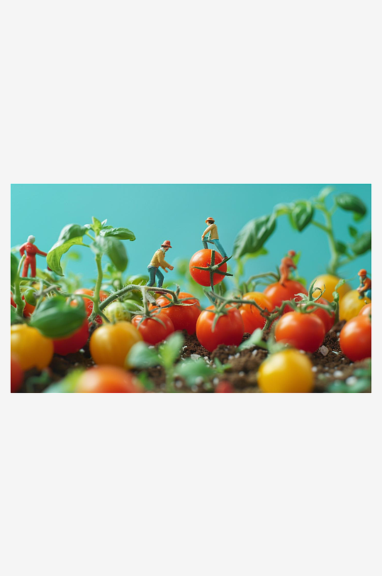 数字艺术微距模型微距景观收货番茄插画