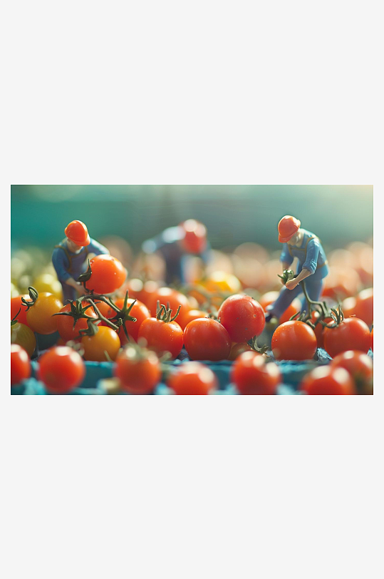 数字艺术微距模型微距景观收货番茄景插画