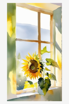 数字艺术水彩插画插图太阳花向日葵素材