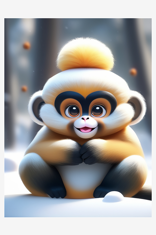 数字艺术金丝猴ip设计玩具设计模型插画