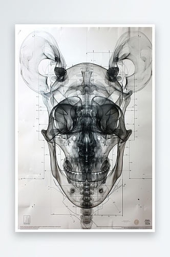 数字艺术透视艺术动物透视插画插图X光