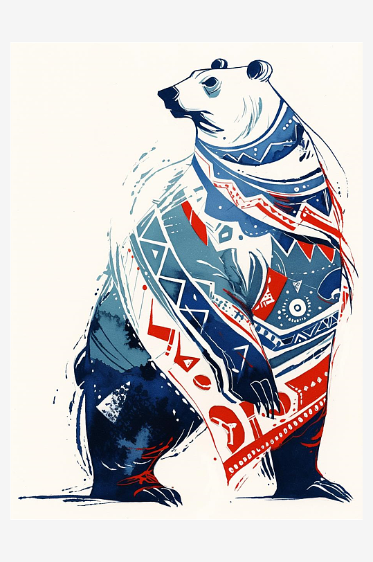 数字艺术手绘风插画插图熊插画插图