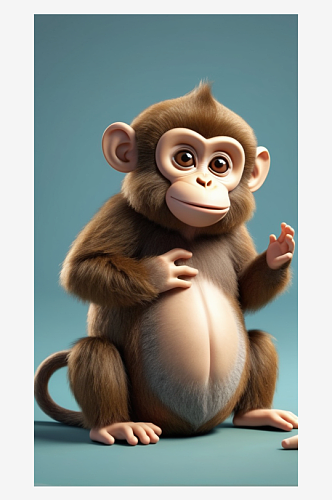 数字艺术动物设计卡通动物设计卡猴子插画