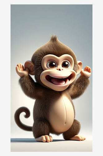 数字艺术动物设计卡通动物设计卡猴子插画
