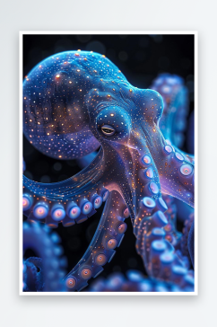 数字艺术透视海洋生物章鱼元素