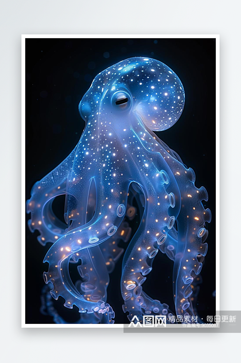 数字艺术透视海洋生物章鱼元素素材