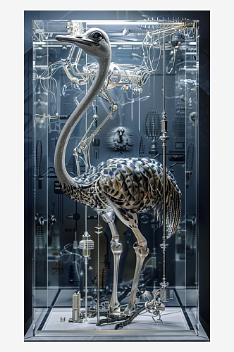 数字艺术机械鸵鸟元素朋克鸵鸟
