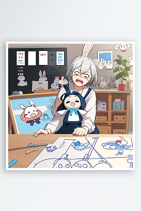 数字艺术漫画分格卡通兔子卡通表情包素材下载-众图网