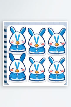 数字艺术卡通兔子贴纸表情