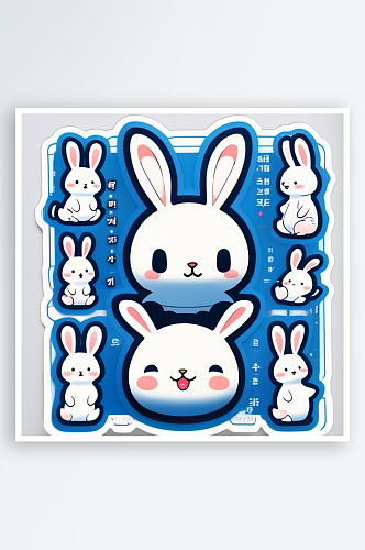 数字艺术卡通兔子贴纸表情