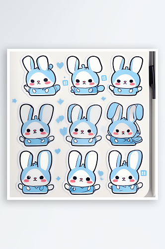 数字艺术卡通兔子贴纸表情动漫表情包