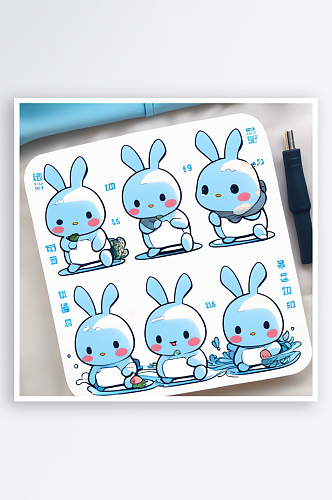 数字艺术卡通兔子贴纸表情动漫表情包