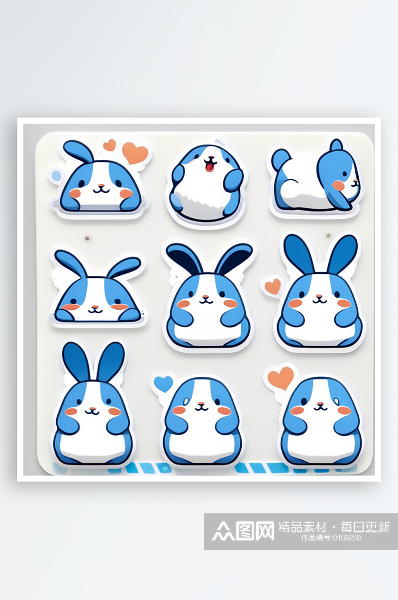 数字艺术卡通兔子贴纸表情卡通兔素材