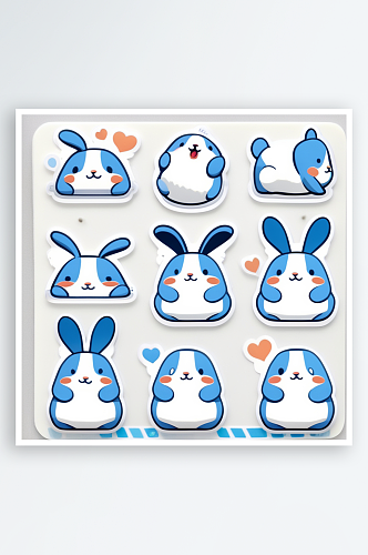 数字艺术卡通兔子贴纸表情卡通兔