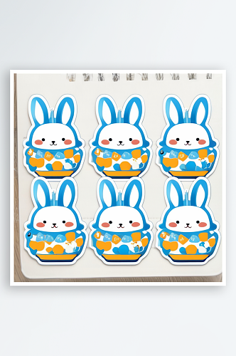 数字艺术卡通兔子贴纸表情卡通兔