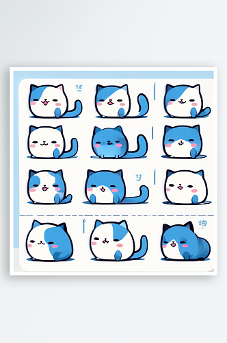 数字艺术卡通猫贴纸卡通表情包