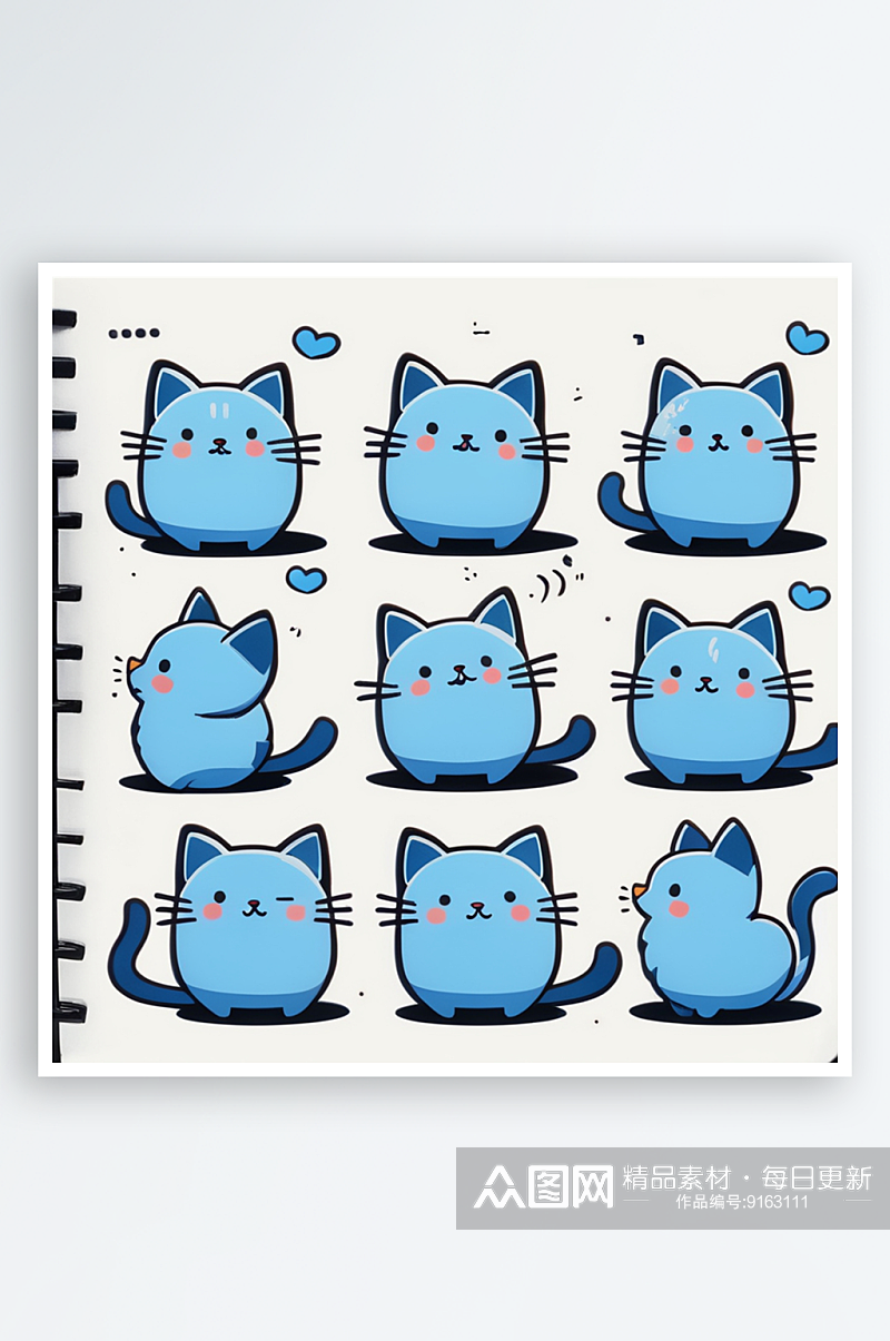 数字艺术卡通猫贴纸卡通表情包素材
