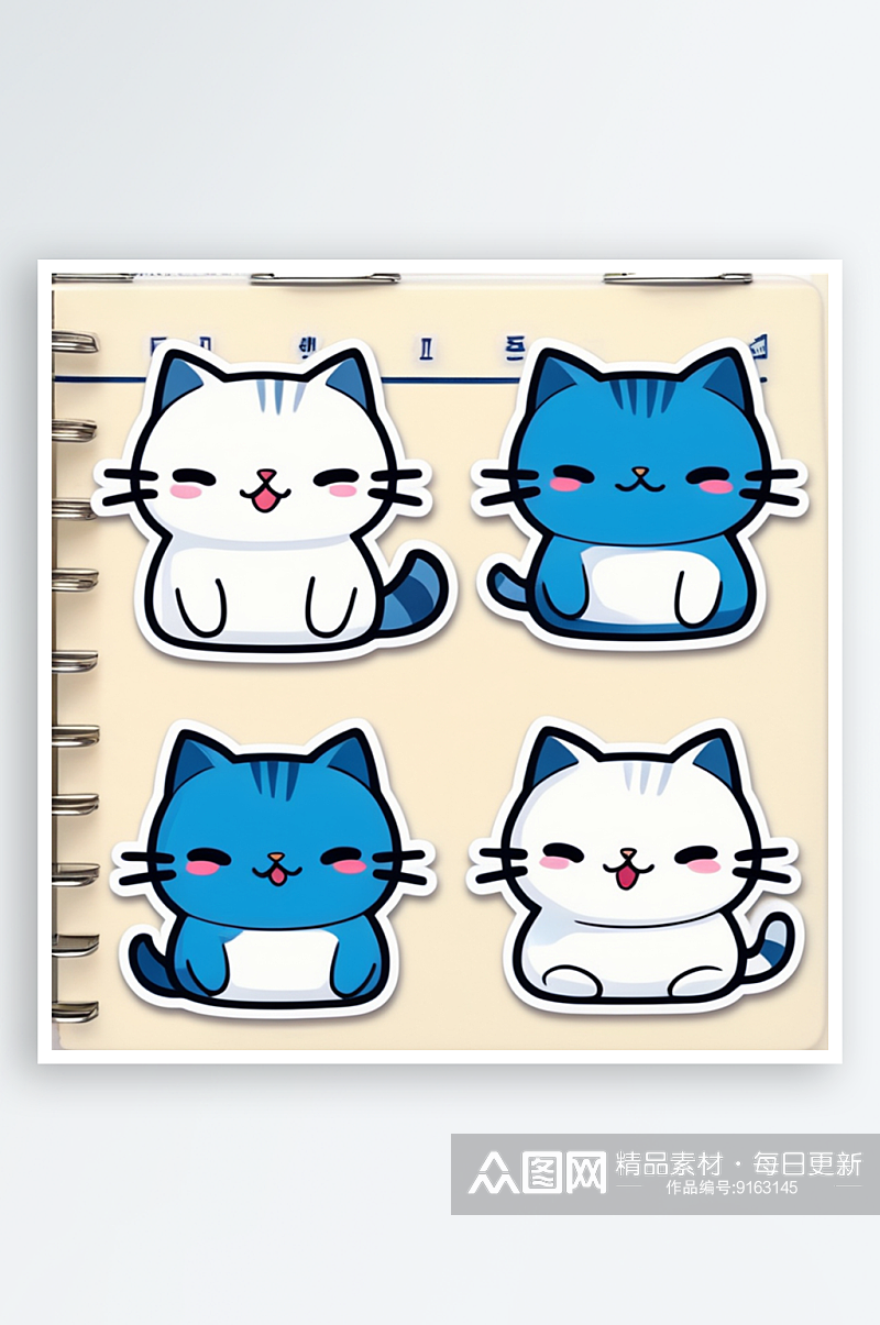 数字艺术卡通猫贴纸卡通表情包素材