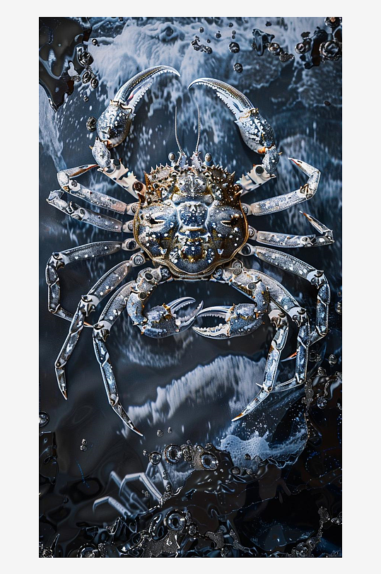 数字艺术螃蟹插画素材机甲螃蟹