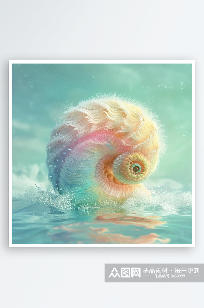 数字艺术创意海洋动物插图鹦鹉螺插画素材