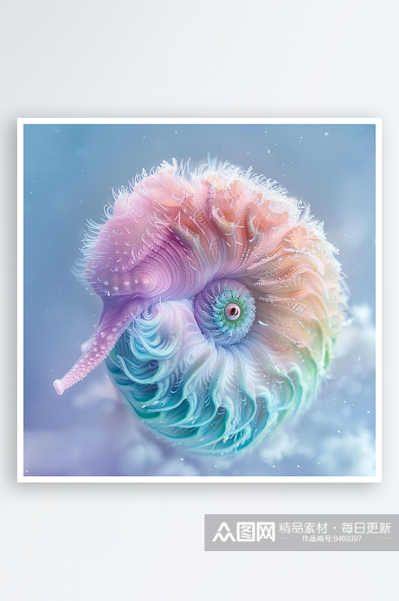 数字艺术创意海洋动物插图鹦鹉螺插画素材