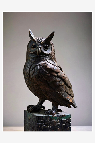 数字艺术青铜雕塑猫头鹰雕 猫头鹰