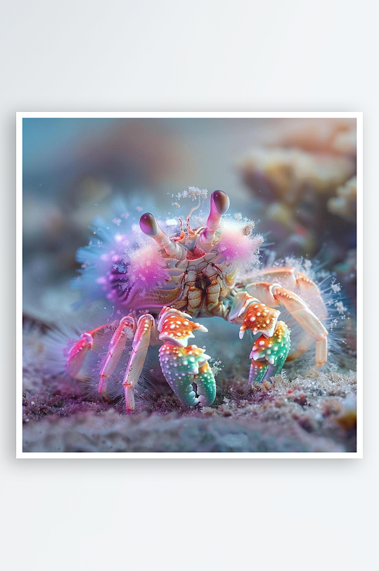 数字艺术 海洋生物插画 寄居蟹摄影