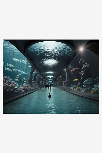 数字艺术海底世界场景科幻插画