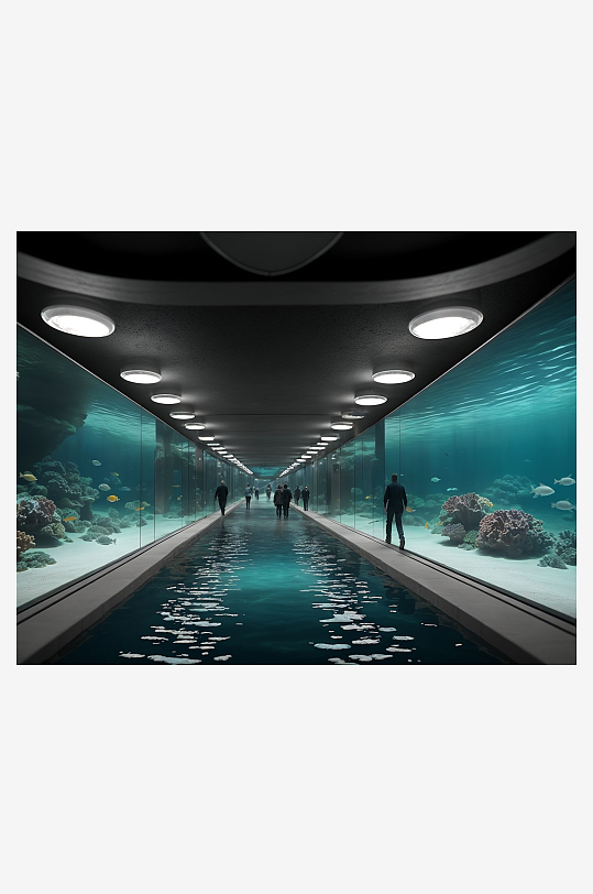 数字艺术海底世界场景科幻插画未来科技
