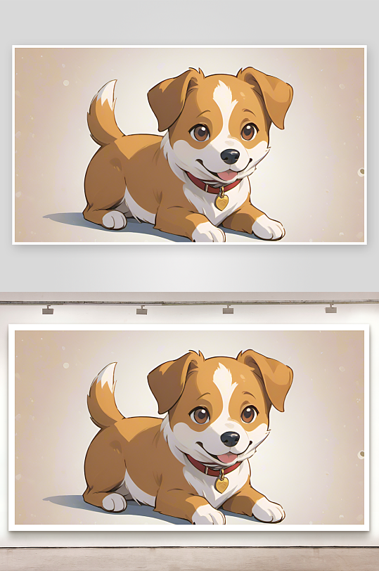 数字艺术 手绘插画 狗狗插画手机壁纸