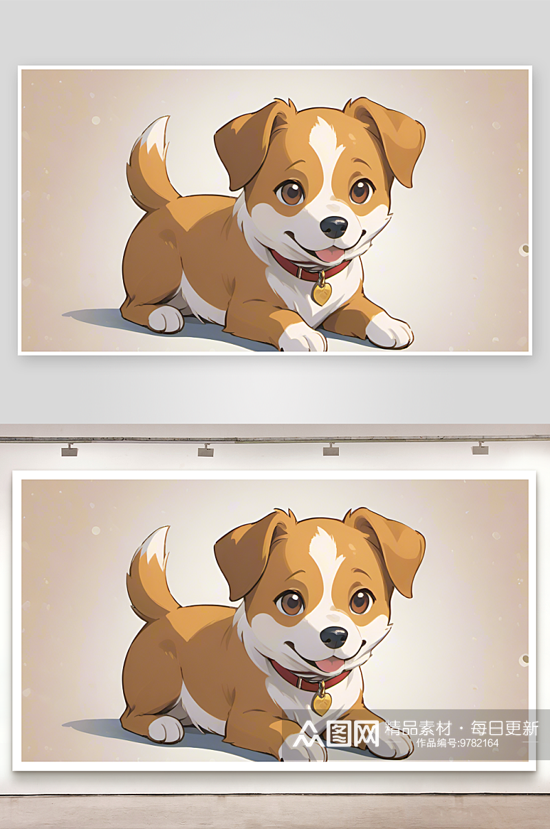 数字艺术 手绘插画 狗狗插画手机壁纸素材