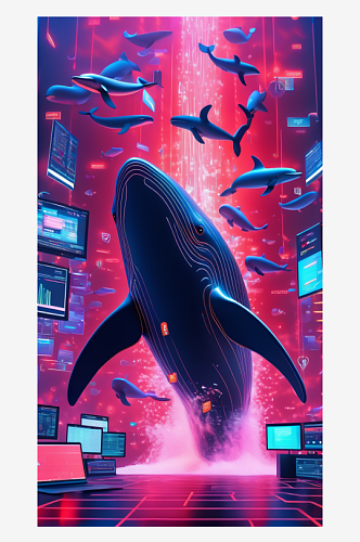 数字艺术创意鲸鱼海报鲸鱼插图