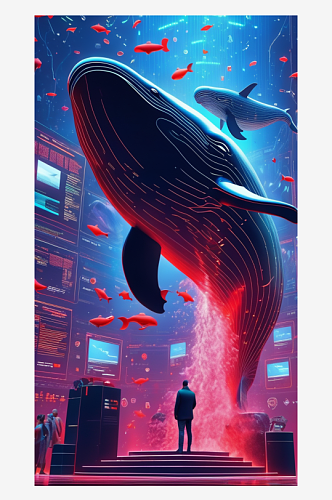 数字艺术创意鲸鱼海报鲸鱼插图