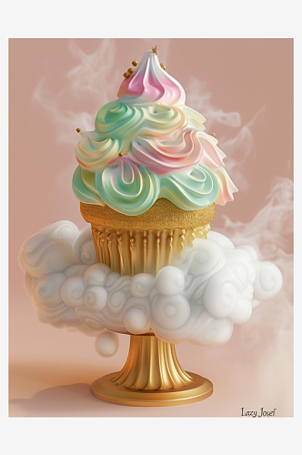 数字艺术 纸杯蛋糕素材 彩虹蛋糕