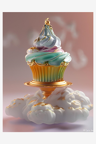 数字艺术 纸杯蛋糕素材 彩虹蛋糕