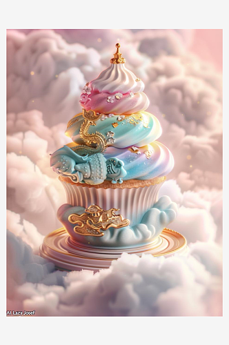 数字艺术 纸杯蛋糕素材  彩虹蛋糕