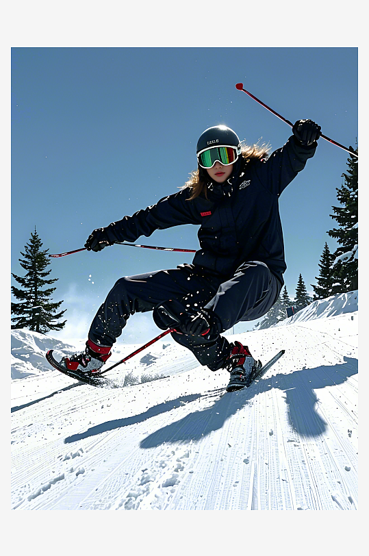 数字艺术滑雪运动动感滑雪