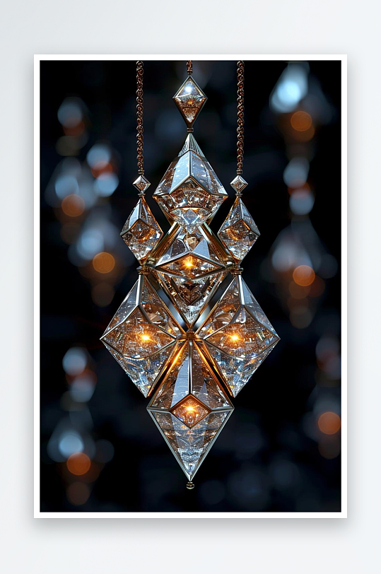 数字艺术钻石吊坠设计AI首饰设计
