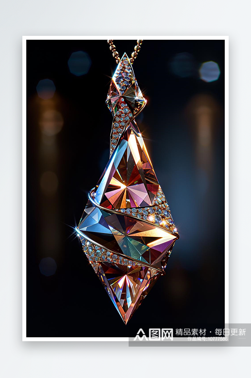 数字艺术钻石吊坠设计AI首饰设计素材