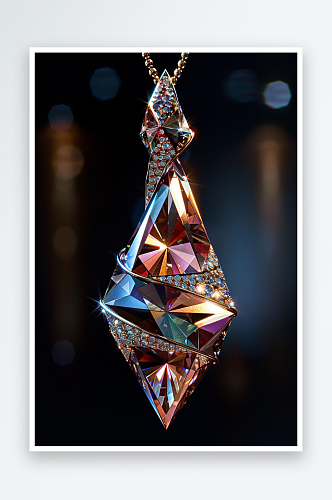 数字艺术钻石吊坠设计AI首饰设计