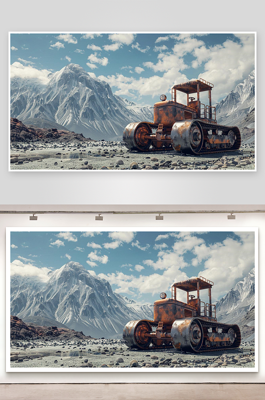 数字艺术压路机绘画压路机展板背景