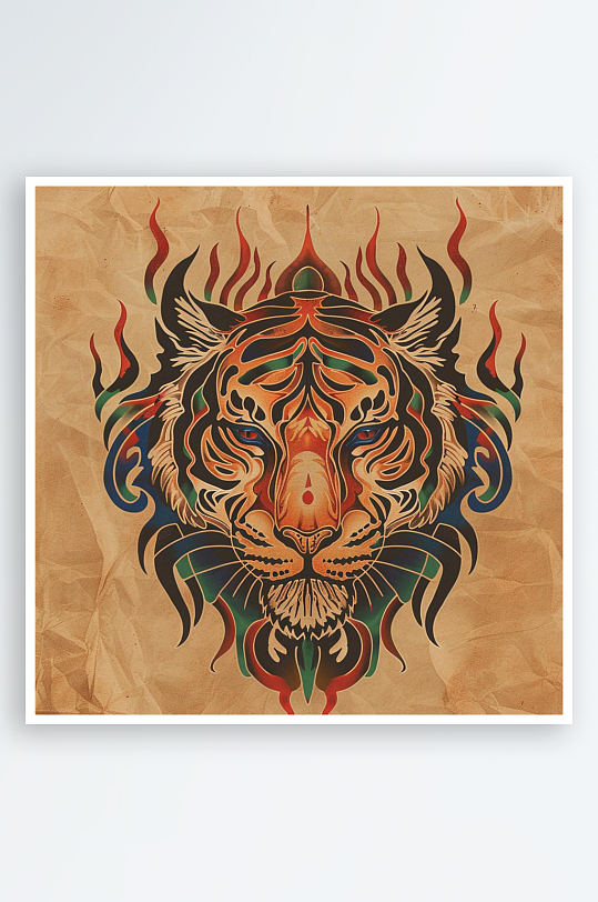 数字艺术生肖虎插画动物手绘