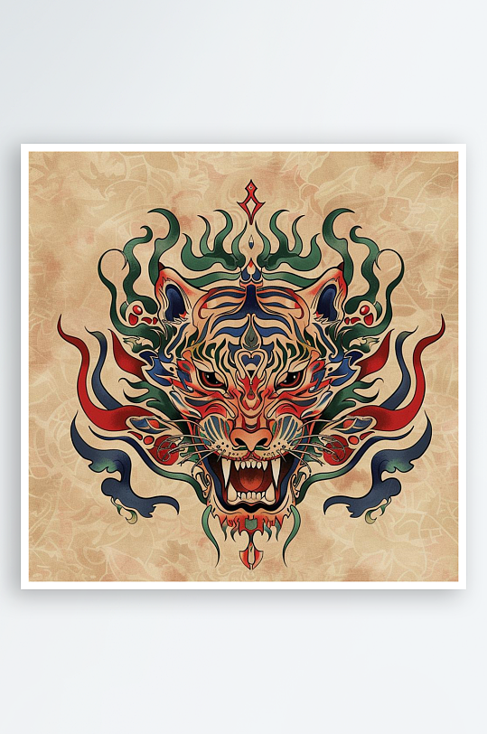 数字艺术生肖虎插画动物手绘