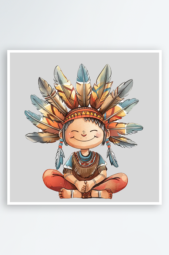 印第安儿童免扣素材-众图网