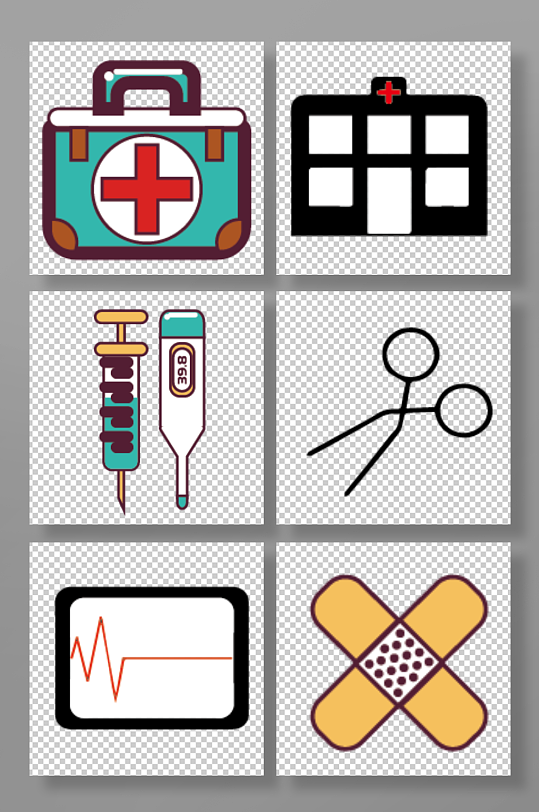 手绘创可贴矢量医疗标识图标元素插画