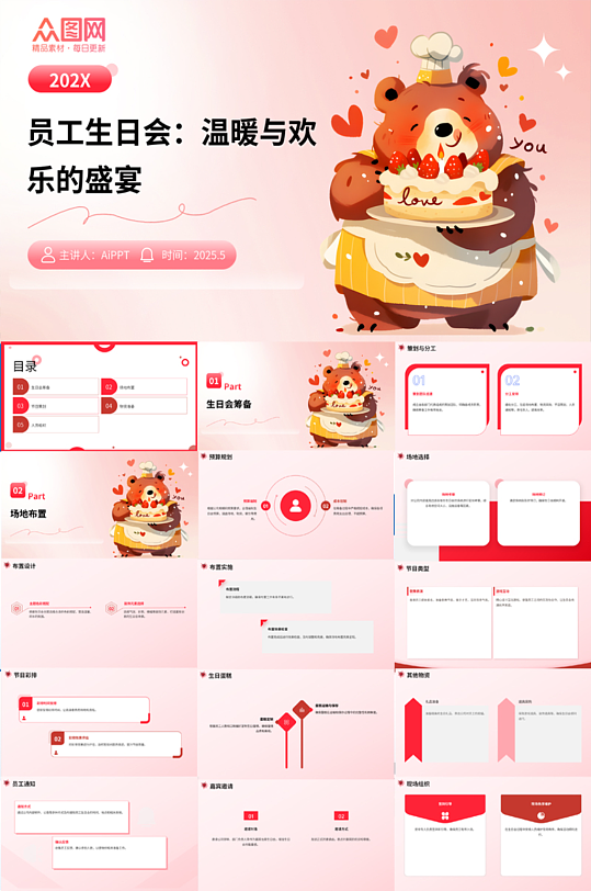 企業(yè)公司員工生日會生日派對主題PPT