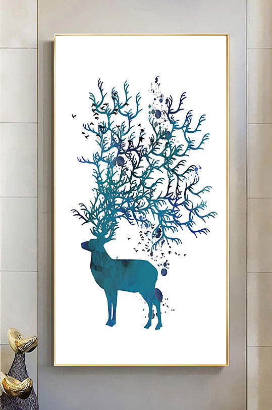 创意麋鹿玄关装饰画