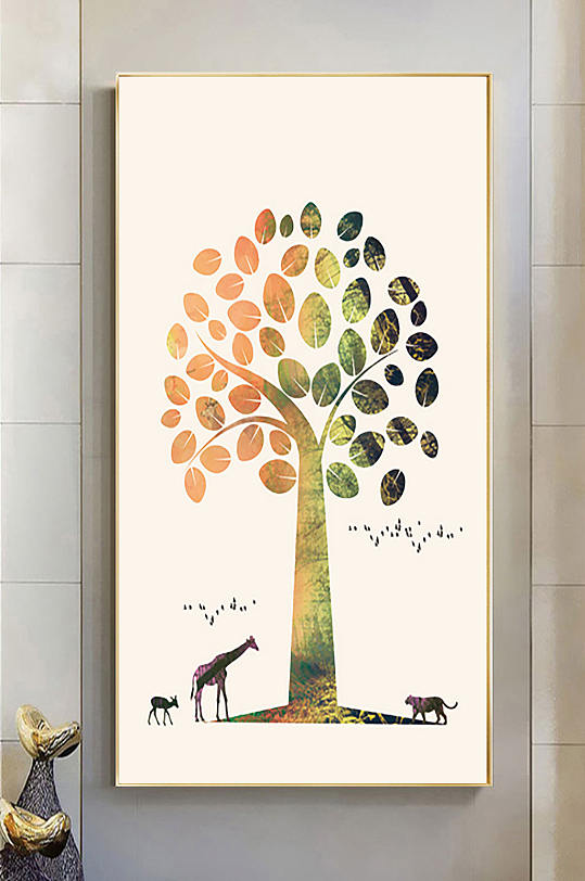 彩绘卡通树木装饰画