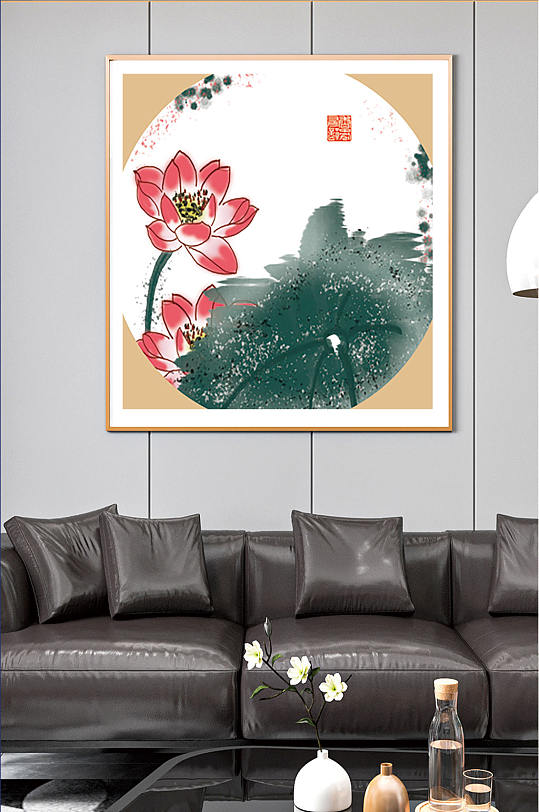 意境荷花沙发装饰画